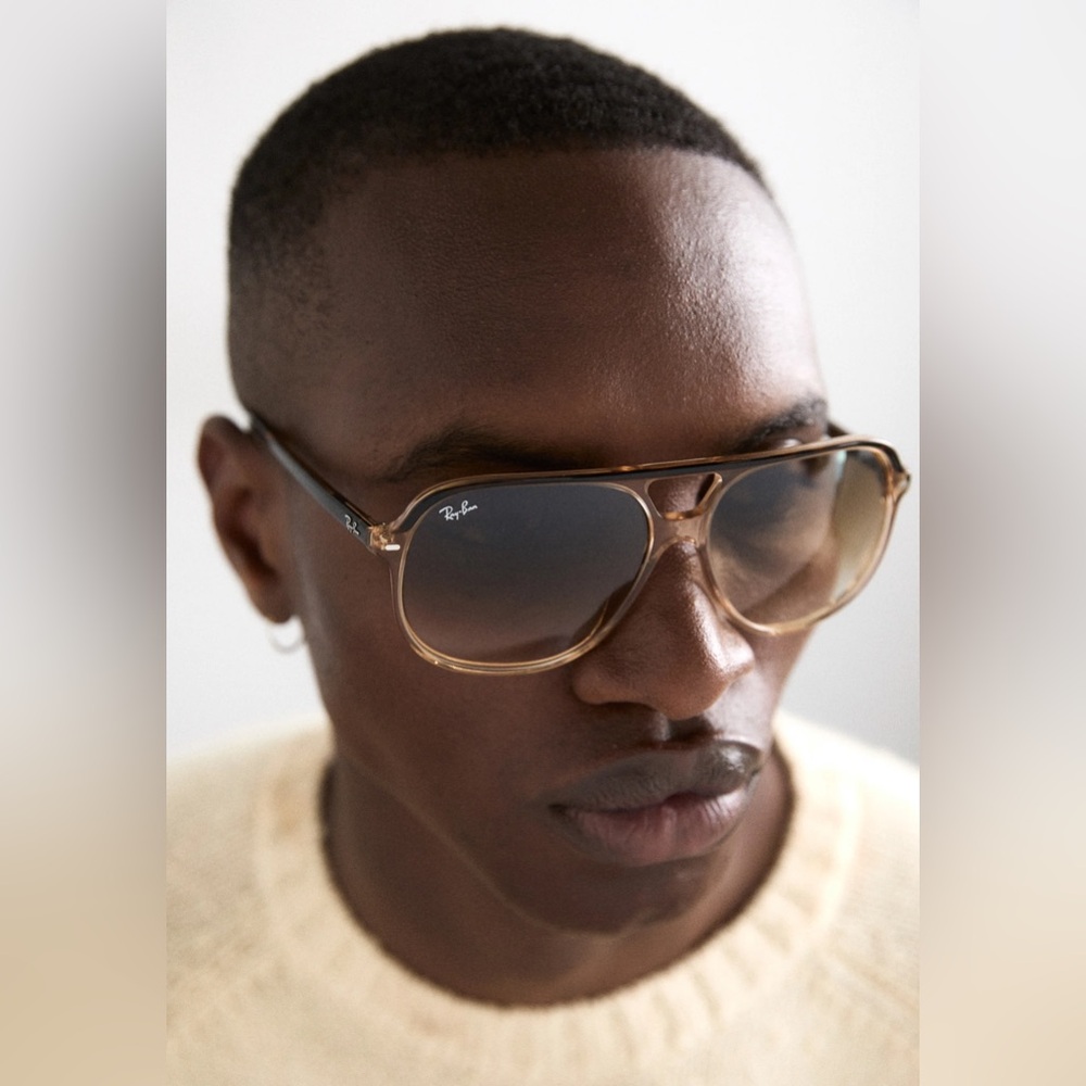RAY-BAN BILL SQUARE SUNGLASSES TRANSPARENT BROWN GRADIENT RB2198 60-14-140 260 - Picture 3 of 12
